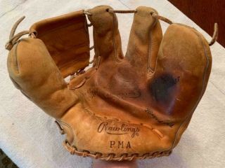 Antique Leather Baseball Glove Old Rawlings Pma Bob Turley Model Playmaker