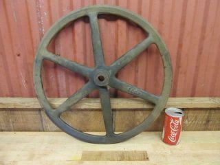 Antique Cast Iron 19 " Industrial Machinery Large V Belt Pulley 7/8 " Shaft