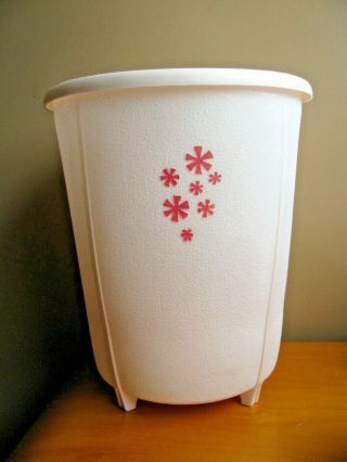 Vintage Rubbermaid Trash Can Pink Floral 1970s Wastebasket Bathroom