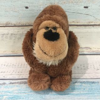 Wallace Berrie Ape Plush 9 " Stuffed Animal Sitting Monkey Vintage Toy Brown