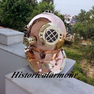 VINTAGE copper with brass Scuba Deep SEA Diving Divers Helmet Mark V US Navy 