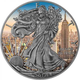 Usa 2017 1 Dollar Liberty 1oz Empire State Building Silver Antique Coin