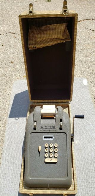 Victor Champion Adding Machine With Case