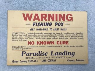 Vintage Lake Conway Arkansas Paradise Landing Advertising Sign & Map 1940 - 50 