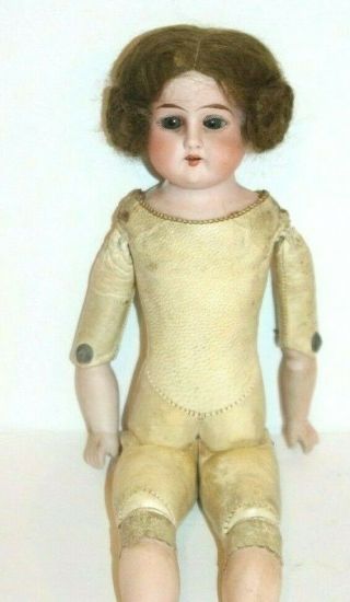 Antique Doll German Ruth Bisque Head Leather Body And Clothes 1890 