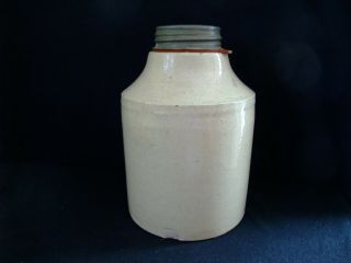 Antique Macomb Stoneware Pottery Quart Size Fruit Jar PAT.  Date 1899 BALL LID 2