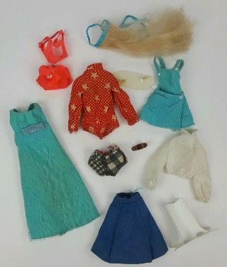 Vintage Barbie Doll Clothes & Accessories Wiglet Bathingsuit Dress Stand 12pcs