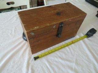 Vintage Old Wooden Storage Box With Carry Handles Dovetailed 14 1/2 X 7 X 8 1/2 "