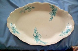 Vintage Antique Platter 16 " X 12 " Blue Floral The Colonial
