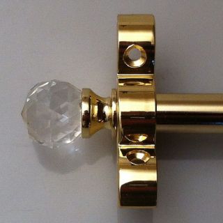 Polished Brass 1/2 X 36 Inch Stair Carpet Rod Crystal Finial (r06lcc)