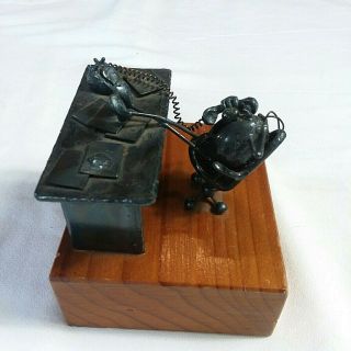 Vintage Greg Quayle Metal Sculpture Feet On Desk While On The Phone