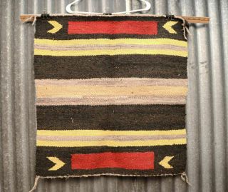 Antique Navajo Native American Indian Saddle Blanket Rug Striped Arrows Vtg 30 "