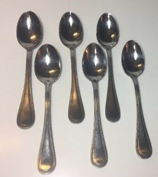 Towle Beaded Antique Oval Place Soup Spoons 18/10 Stainless Silverware Set Of 6