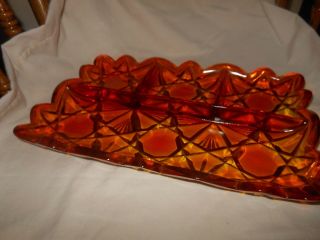 ANTIQUE AMBER / ORANGE GLASS Divided Relish DISH BOWL Serving Tray EAPG STAR 2