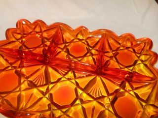 ANTIQUE AMBER / ORANGE GLASS Divided Relish DISH BOWL Serving Tray EAPG STAR 3