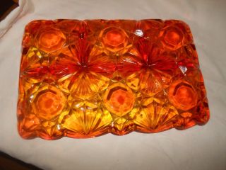 ANTIQUE AMBER / ORANGE GLASS Divided Relish DISH BOWL Serving Tray EAPG STAR 4