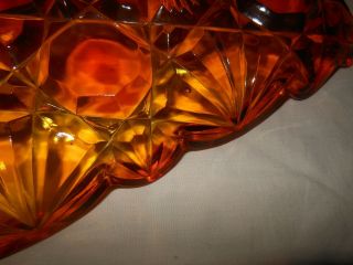 ANTIQUE AMBER / ORANGE GLASS Divided Relish DISH BOWL Serving Tray EAPG STAR 5