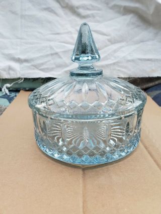Dish Vintage Ice Blue Candy Dish With Lid