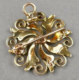 Fine Antique Art Nouveau 14k Gold Diamond Seed Pearl Pendant Pin Krementz 4