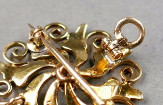 Fine Antique Art Nouveau 14k Gold Diamond Seed Pearl Pendant Pin Krementz 5