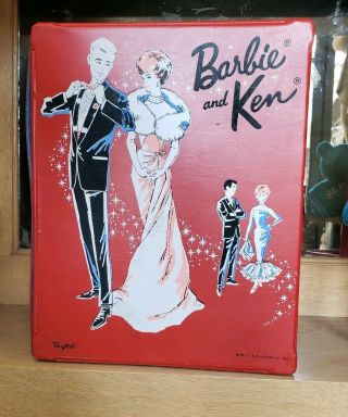 Vintage Mattel Barbie And Ken Ponytail 1963 Red Accessories Case
