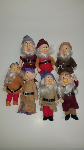 Vintage All 7 Disney Snow White And The Seven Dwarfs Bikin Fully Jointed Dolls