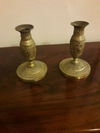 French Empire Ormolu Candlesticks Early 19th C