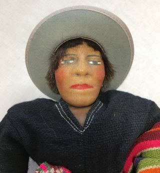 Peruvian Peru Doll Ethnic Central South America Folk Art Clothing Man Handmade