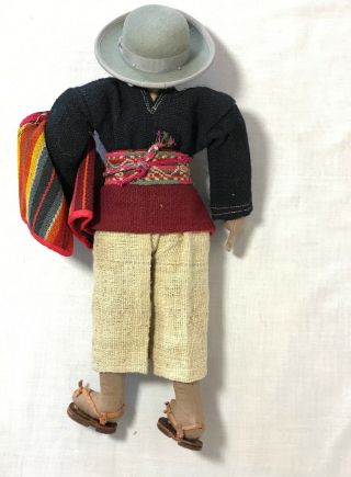 Peruvian Peru Doll Ethnic Central South America Folk Art Clothing Man Handmade 3