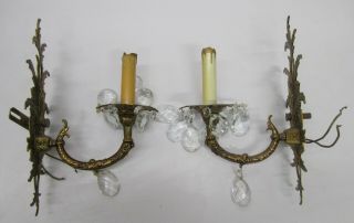 RESERVED 2 Brass Candelabra Sconce Wall Light Lamp 1 Arm Electric Candle Spain 3