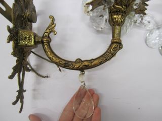 RESERVED 2 Brass Candelabra Sconce Wall Light Lamp 1 Arm Electric Candle Spain 4