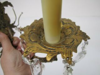 RESERVED 2 Brass Candelabra Sconce Wall Light Lamp 1 Arm Electric Candle Spain 8