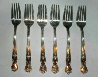 6 Wm Rogers Inspiration Magnolia Extra Plate Silverplated Flatware Salad Fork