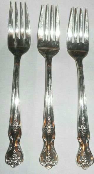 6 Wm Rogers Inspiration Magnolia Extra Plate Silverplated Flatware Salad Fork 3