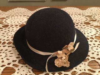 Doll Terri Lee Clothing Navy Blue Felt Hat With Flowers 1950s