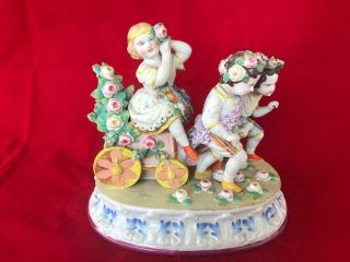 Good Antique Dresden / Volkstedt Bisque Porcelain Figure Group.