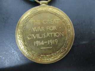 Antique 1919 Bronze WWI Victory Medal The Great War for Civilization Named 7