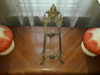 Antique Tall Ornate Figural Brass Easel 18 " Tall