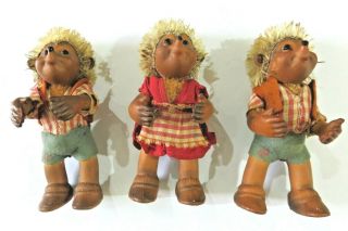 3 X Vintage Steiff Macki & Mucki Toys Dolls Figures (mecki & Micki) Hedgehogs
