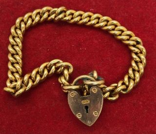 Vintage Signed T&h Thomas Hopwood Gold Tone Lock Bracelet 7” Rolled Gold Antique