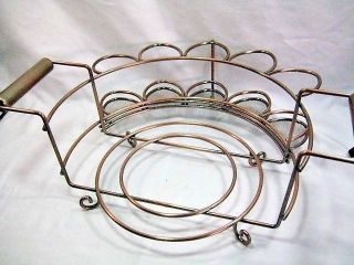 Buffet Silverware Napkin Caddy Dinner Plate Holder Picnic Antique Copper Handles