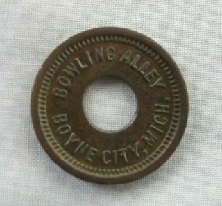 Bowling Alley Boyne City Mi Trade Coin Token Good For 1 Cigar Vintage Antique