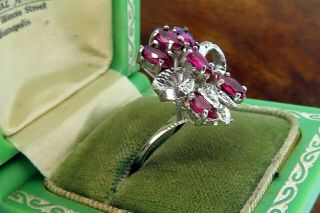 Vintage palladium ANTIQUE ART DECO 1940 ' S ANTIQUE DIAMOND RUBY RETRO ESTATE ring 3
