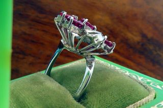 Vintage palladium ANTIQUE ART DECO 1940 ' S ANTIQUE DIAMOND RUBY RETRO ESTATE ring 4