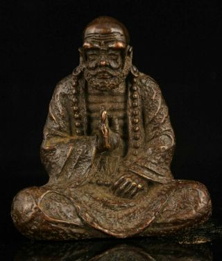 Collectibles Chinese Hand - Carved Retro Pure Red Copper Bodhidharma Statue
