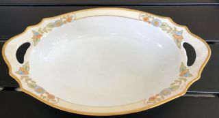 Vintage Ceramic Vegetable Dish Bowl Hand Painted Floral Pattern Japan Signed