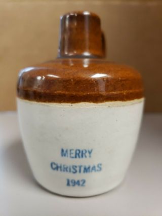 Antique Uhl Pottery Mini Jug Merry Christmas 1942 Marked