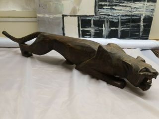 Large Vintage Wooden Panther Study