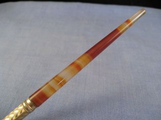 Antique Victorian Gold Filled Agate American Dip Pen Perry Co Nib C1890