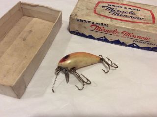 Vintage Wright Mcgill Miracle Minnow Fishing Lure W Box